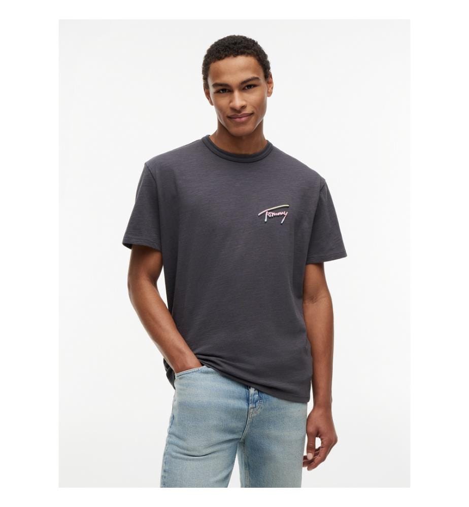 Lässiges T-Shirt mit Struktur – Schwarz