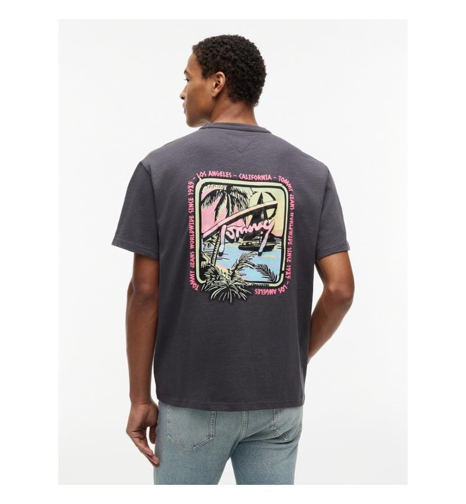 Lässiges T-Shirt mit Struktur – Schwarz
