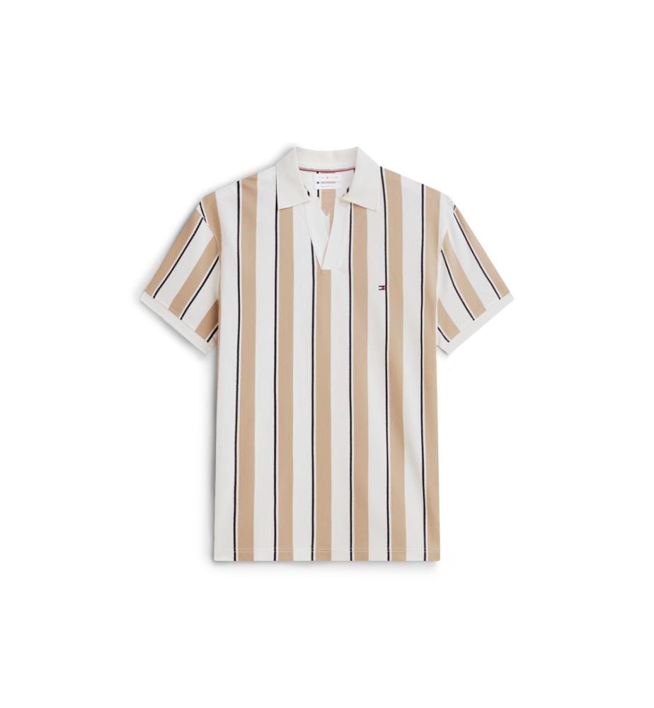 Polo en Crêpe - Beige et Blanc