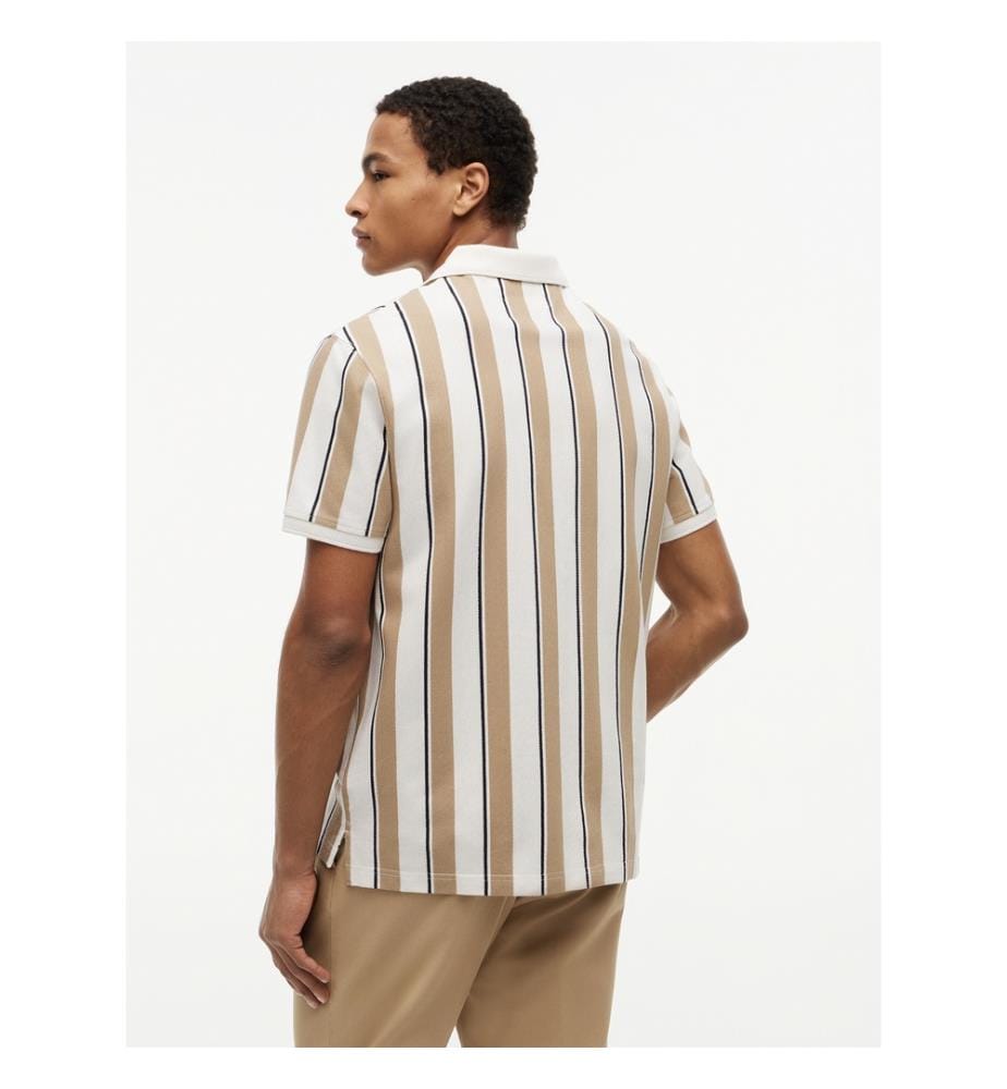 Polo en Crêpe - Beige et Blanc