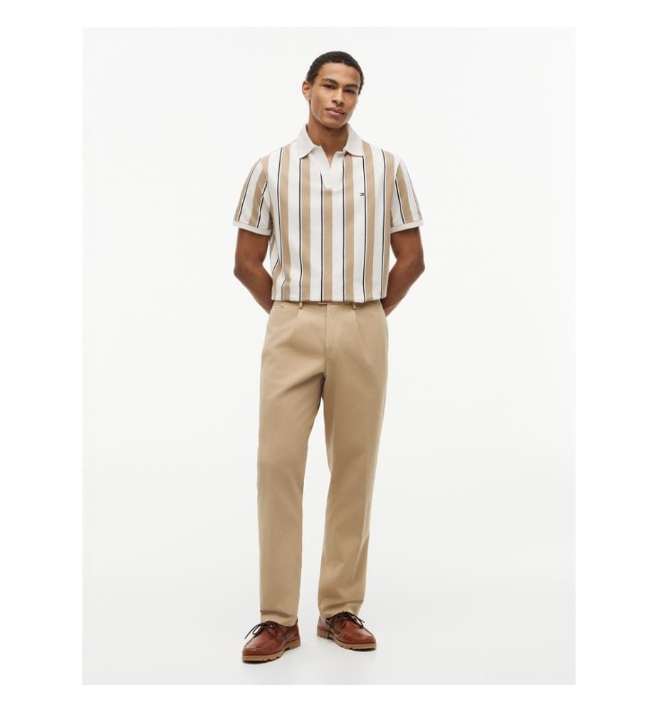Polo en Crêpe - Beige et Blanc