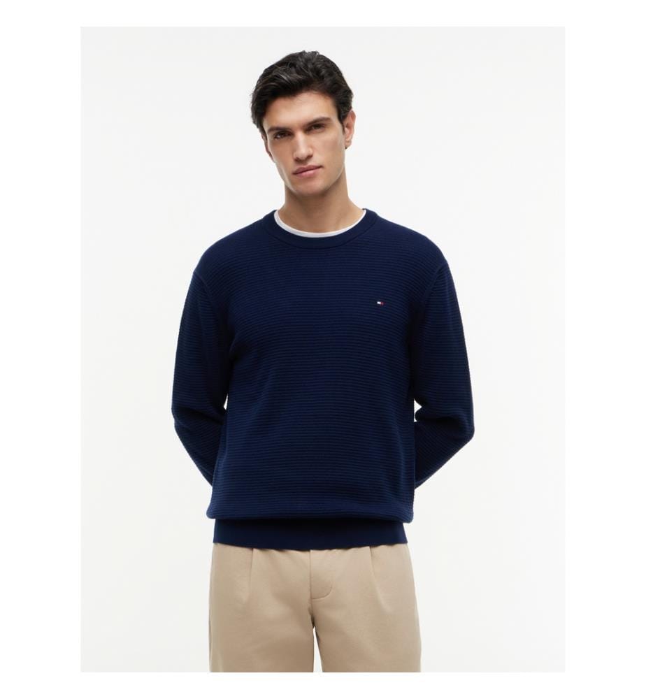 Strukturierter Pullover – Marineblau