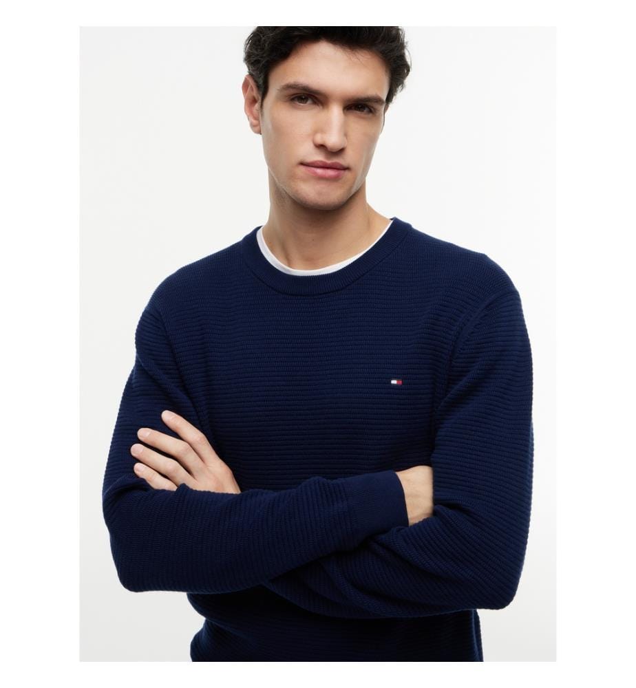 Strukturierter Pullover – Marineblau