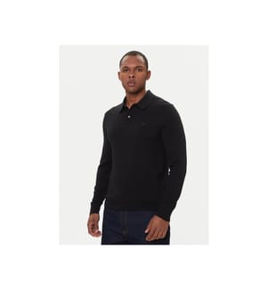 Polo-Shirt aus Merinowolle - Schwarz