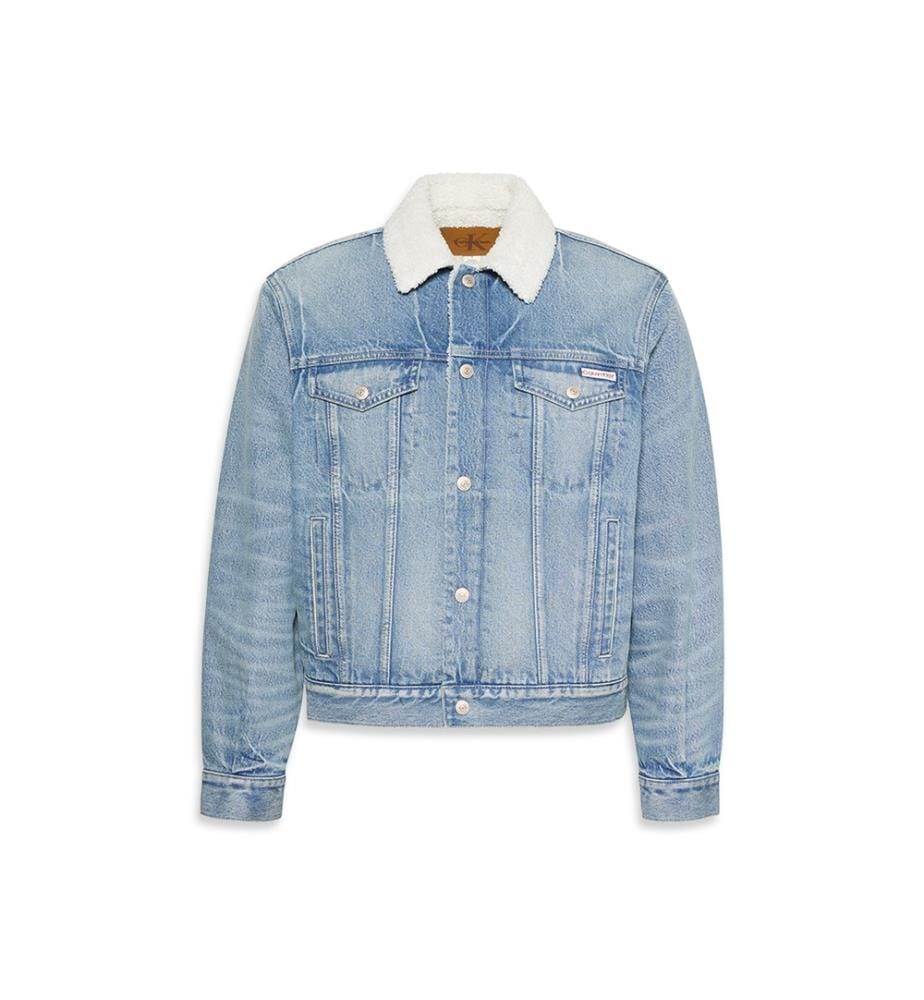 90er Jahre Sherpa-Truckerjacke - Jeans / Blau