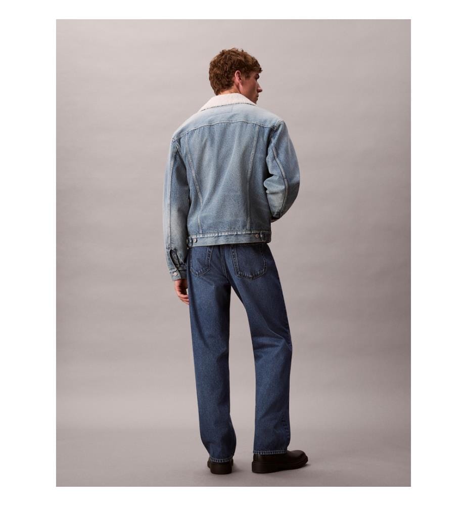 90er Jahre Sherpa-Truckerjacke - Jeans / Blau