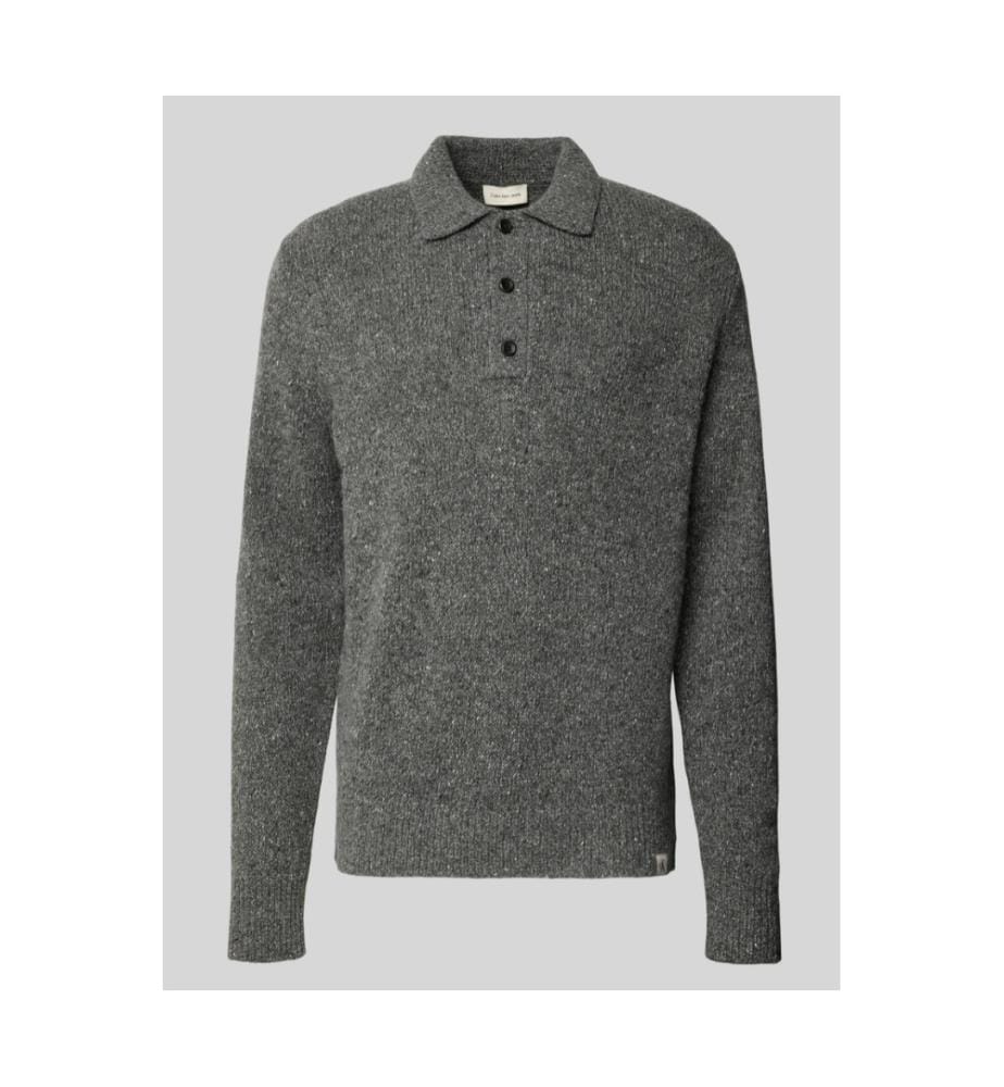 Lässiger Polo-Pullover aus Wollgemisch - Grau