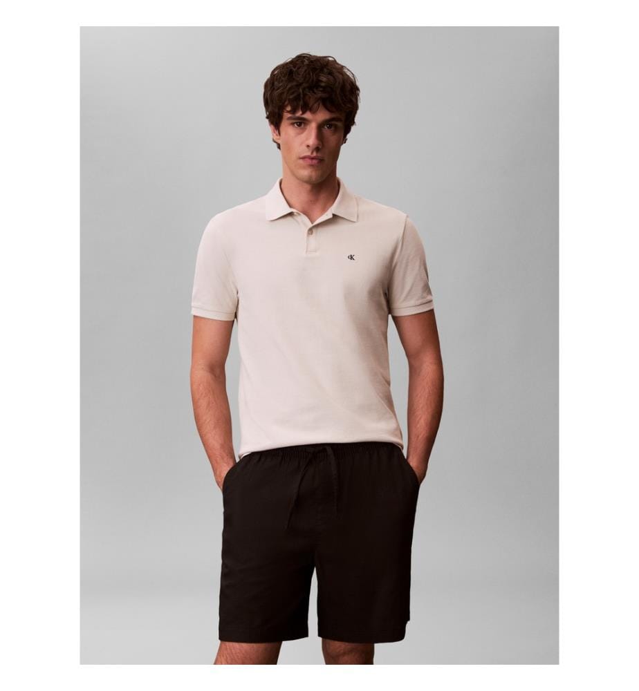 Polohemd mit Monogramm aus Baumwollpiqué – Beige