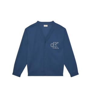 Langärmeliges Rippstrick-Logo-Top - Grau