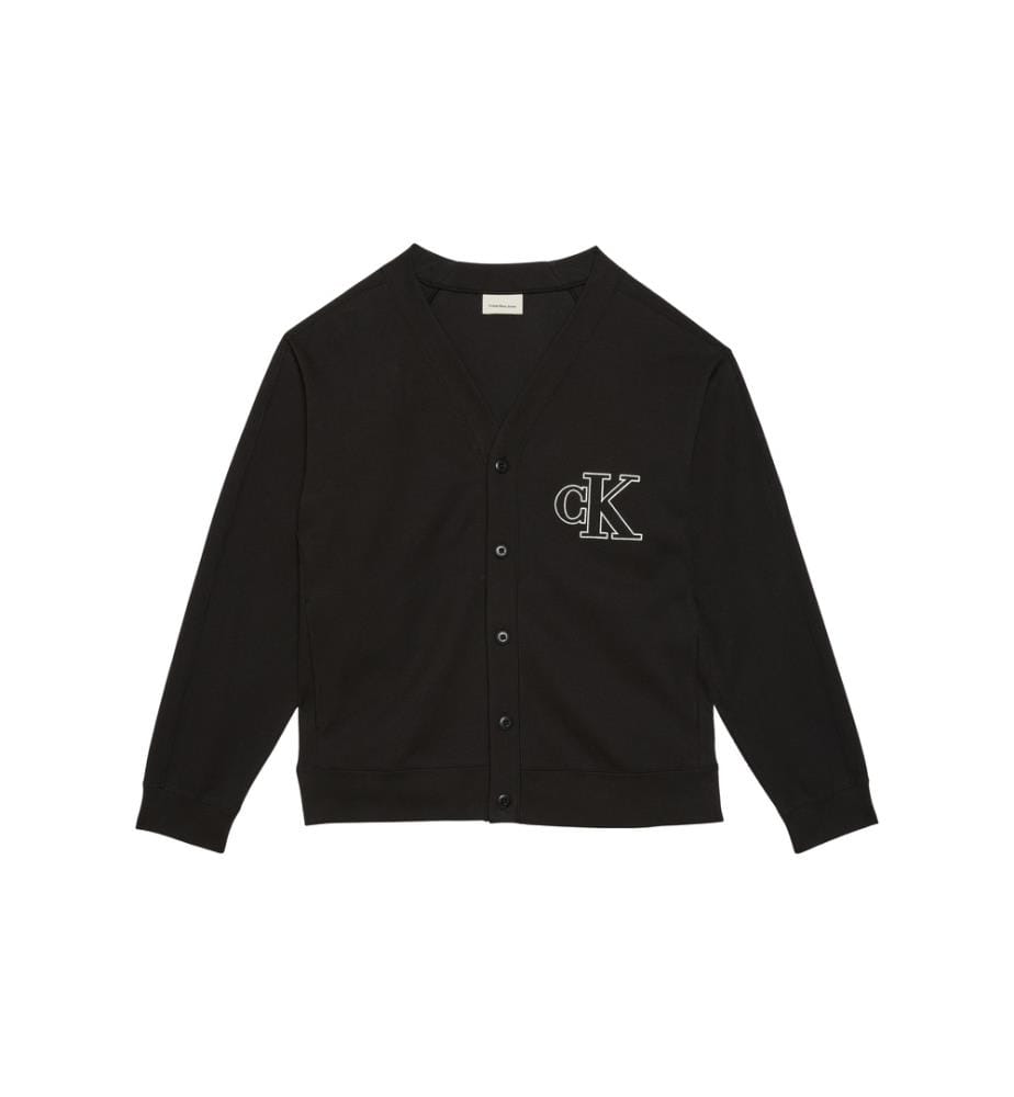 Langärmeliges Rippstrick-Logo-Top - Schwarz
