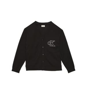Langärmeliges Rippstrick-Logo-Top - Schwarz