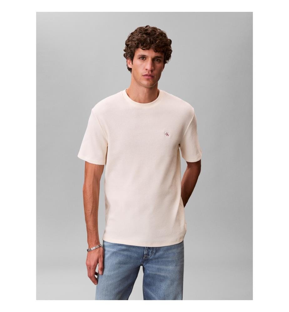 T-shirt waffle col rond - Gris