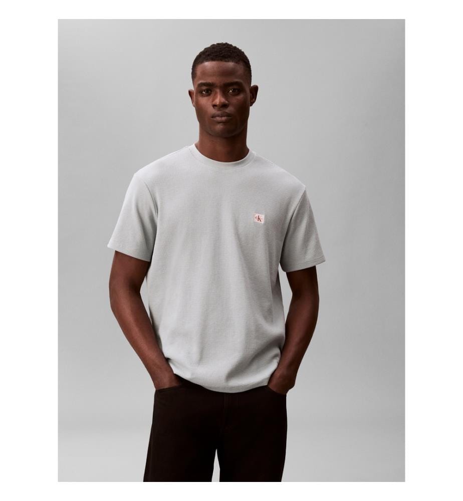 T-shirt con scollo rotondo in waffle - Beige