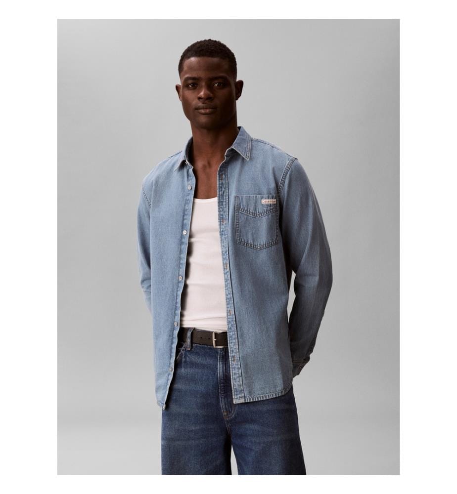 Camicia in denim classica - Azzurro
