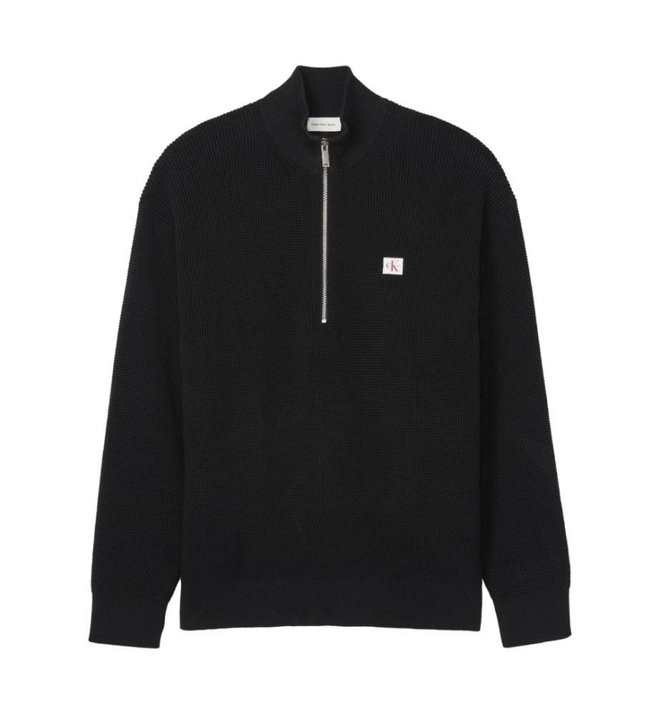Pullover Ls Ez Cotton Waffle Quarter Zip – Schwarz