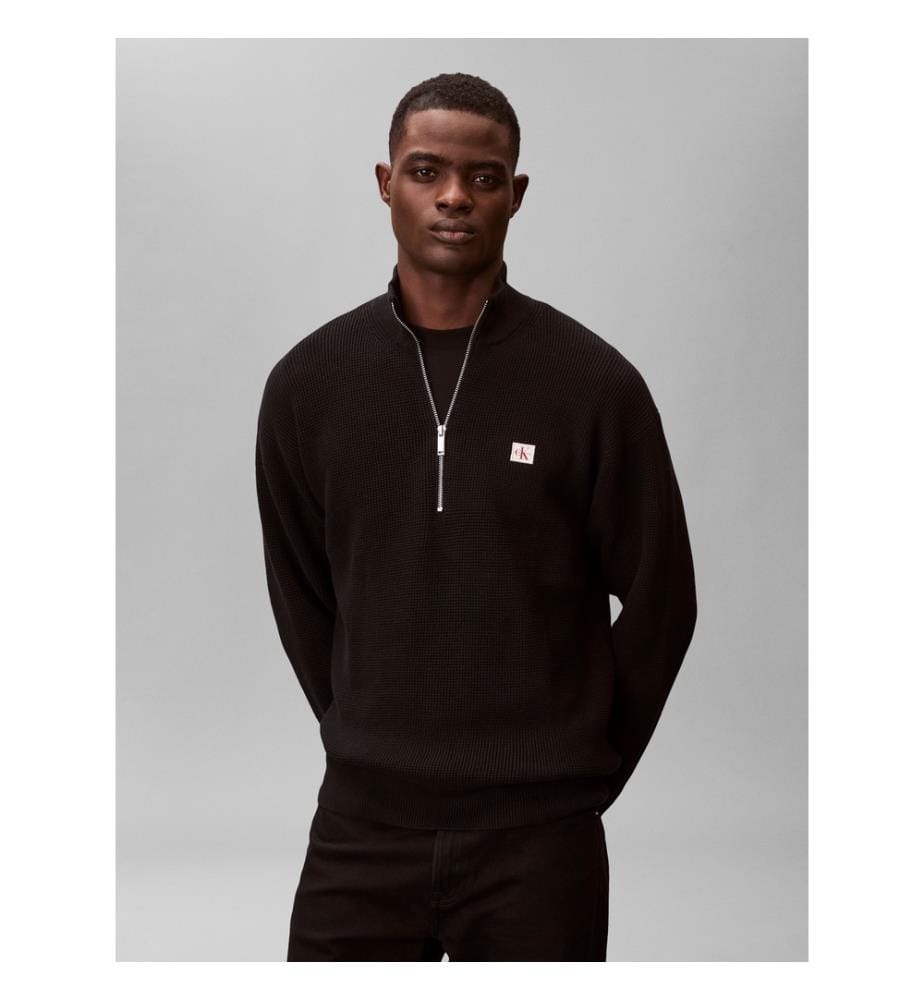 Pullover Ls Ez Cotton Waffle Quarter Zip – Schwarz