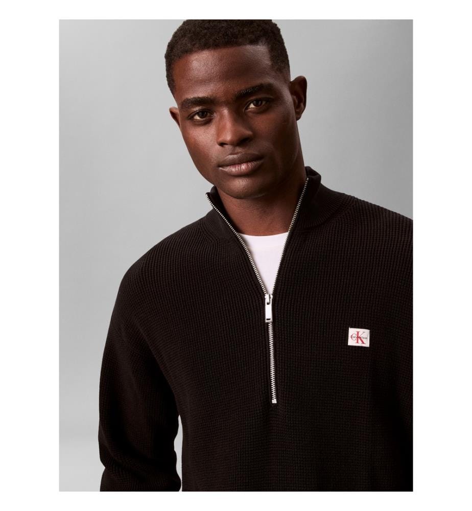 Pullover Ls Ez Cotton Waffle Quarter Zip – Schwarz