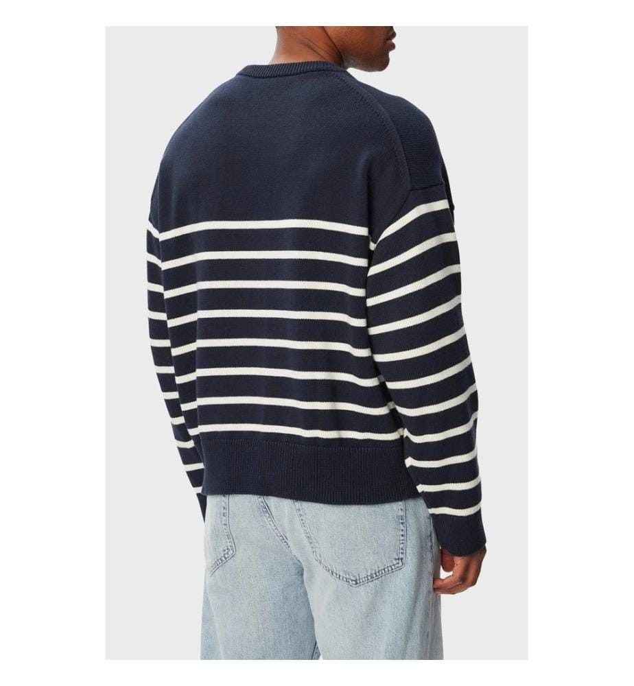 Lässiger gestreifter Herrenpullover – Schwarz/Weiss