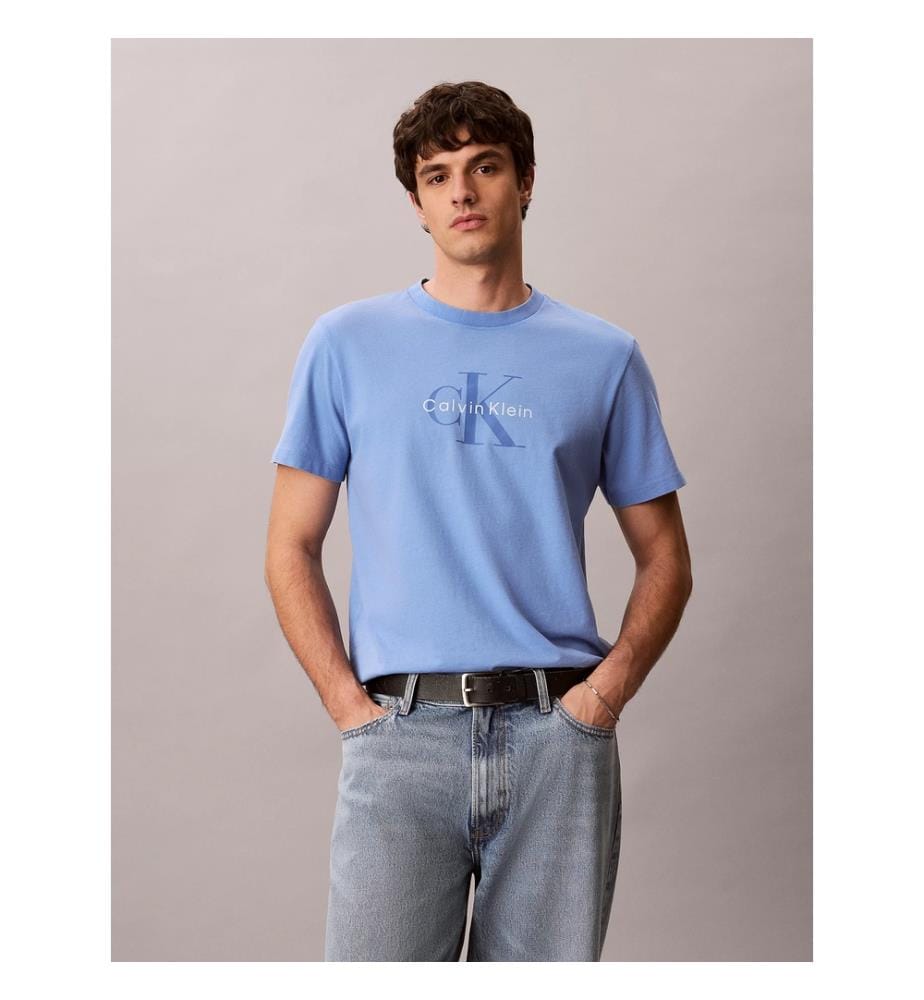 T-Shirt en Coton Délavé - Bleu Foncé