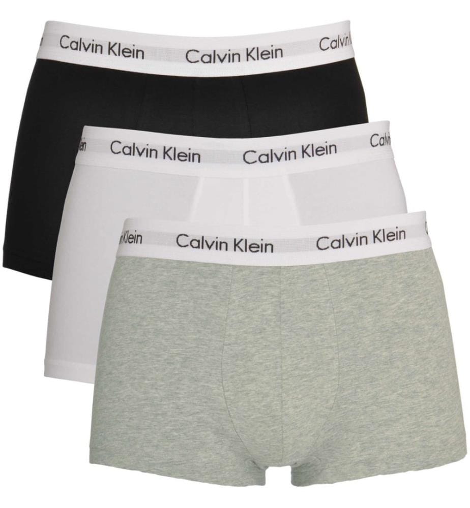 3er-Pack Boxershorts Low Waist Trunks - Weiss, Grau und Schwarz