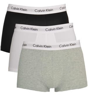 3er-Pack Boxershorts Low Waist Trunks - Weiss, Grau und Schwarz
