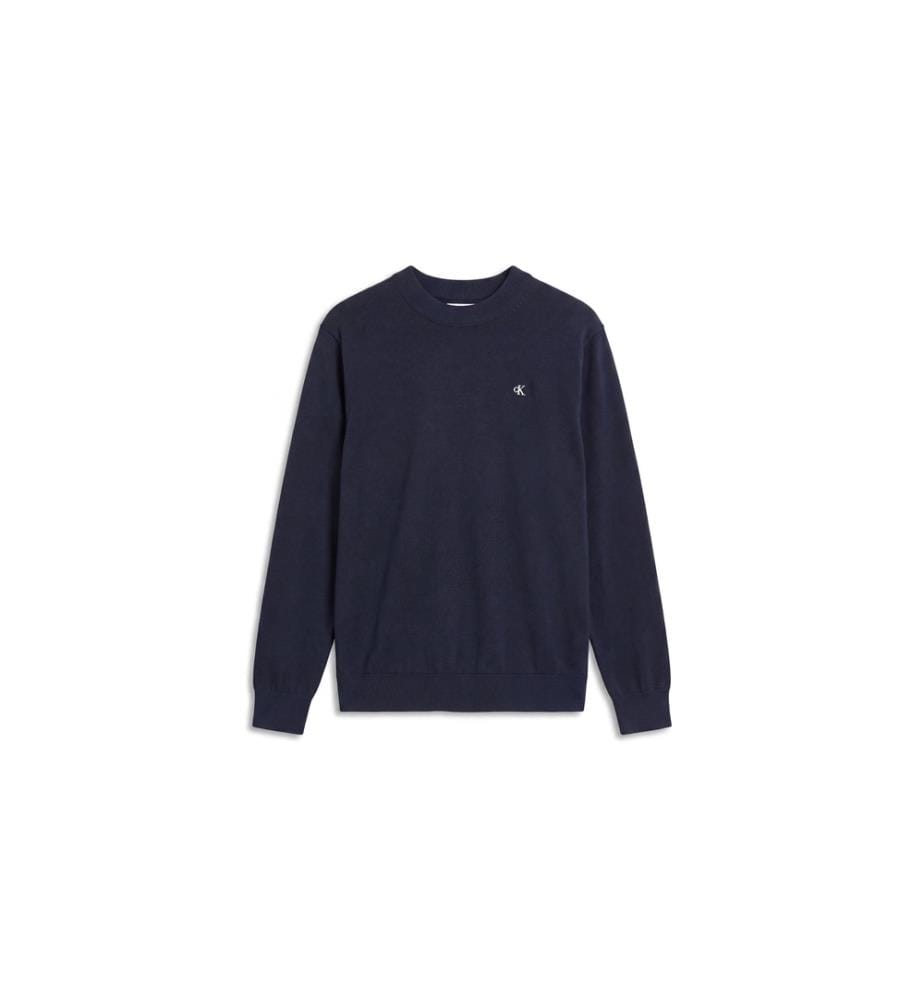 Klassischer Pullover aus Baumwolle mit Monogramm – Marineblau