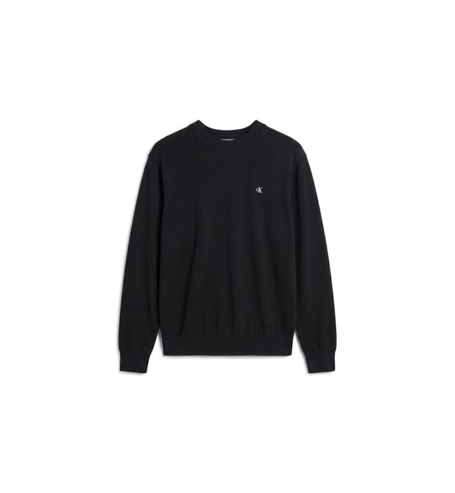 Pull classique en coton monogrammé - Noir