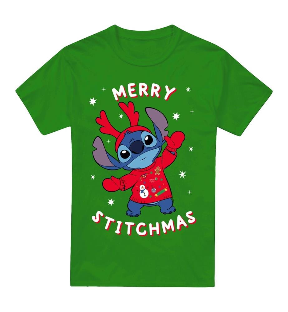 T-Shirt Lilo & Stitch, Merry Stitchmas Pullover - Kelly Grün