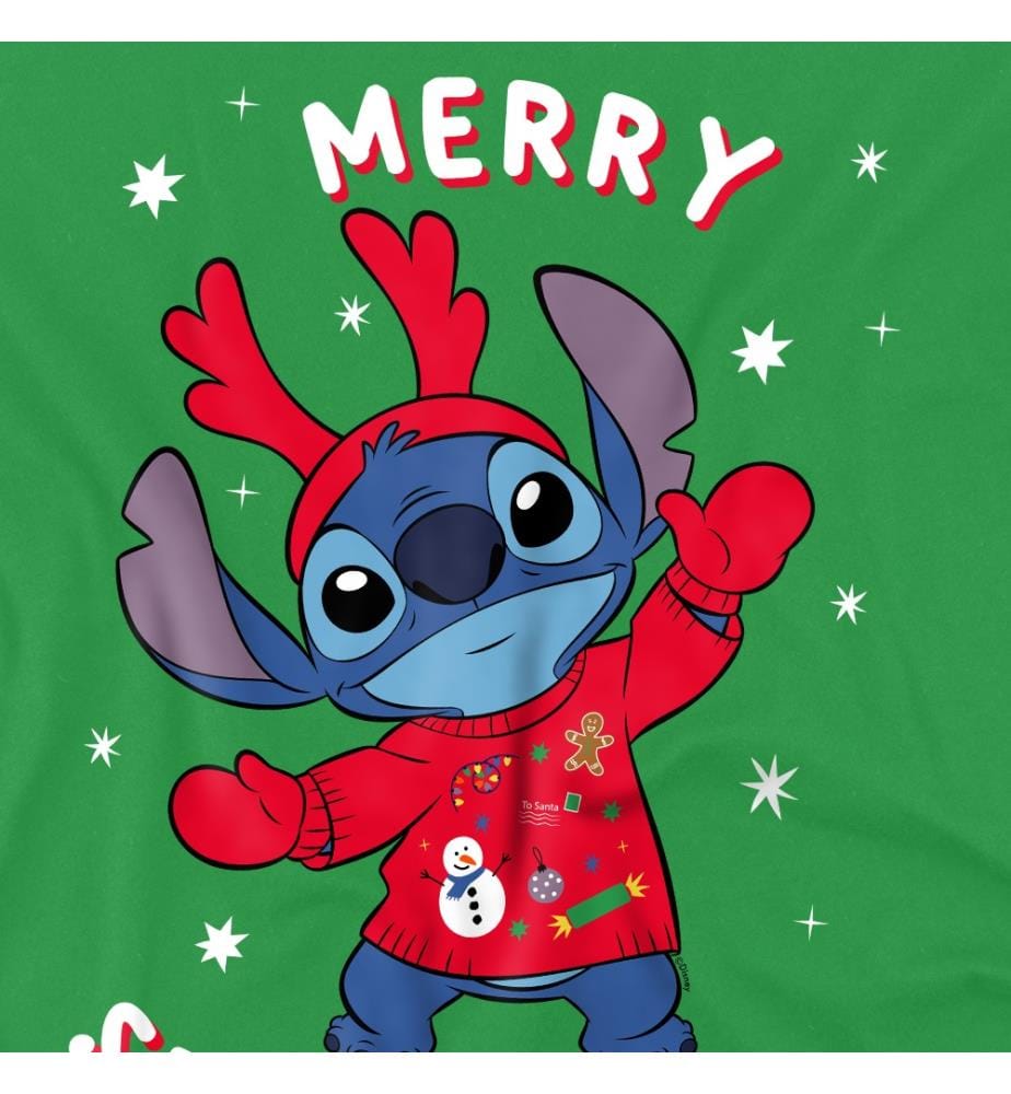 T-Shirt Lilo & Stitch, Merry Stitchmas Pullover - Kelly Grün