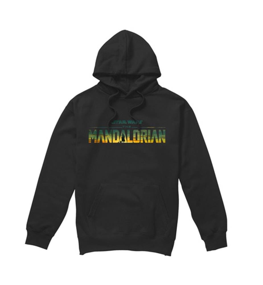 Felpa con cappuccio STAR WARS LOGO MANDALORIANO/LANDSCAPE - Nero