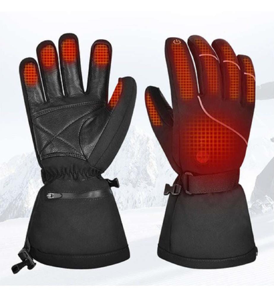 Gants de Ski Chauffants Rechargeables avec Batterie - Noir