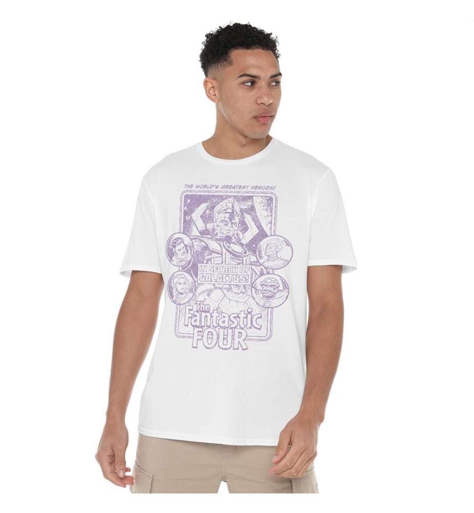 T-Shirt Marvel - Fantastic Four In Search Of Galactus Mono (Front Print) - Blanc