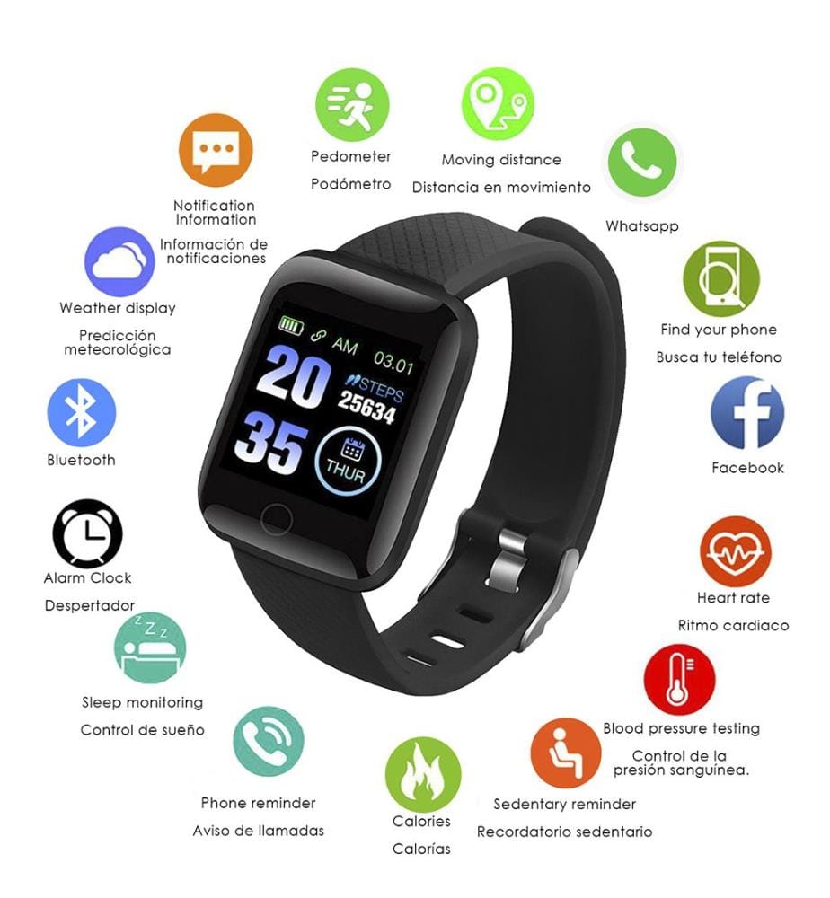 ID116 Bluetooth 4.0 Connected Armband, Farbdisplay, Herzfrequenzsensor und Multisport-Modus 3 x 1 x 4 cm - Schwarz