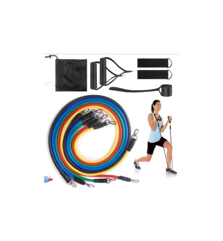 Lot de 11 Bandes de résistance fitness avec accessoires