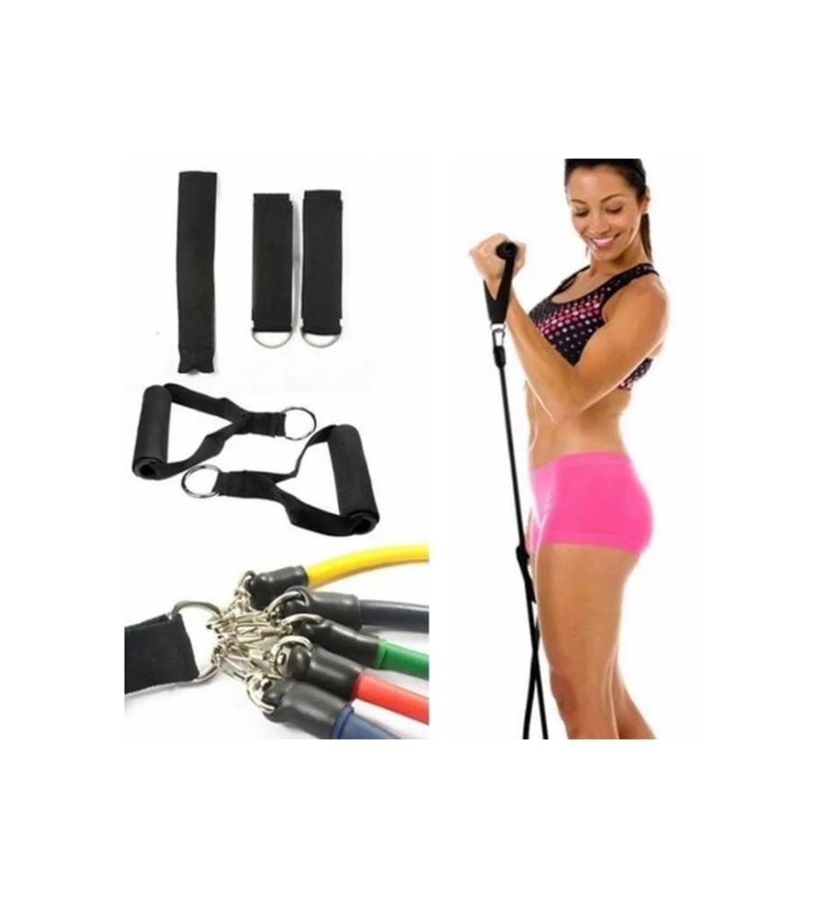 Lot de 11 Bandes de résistance fitness avec accessoires