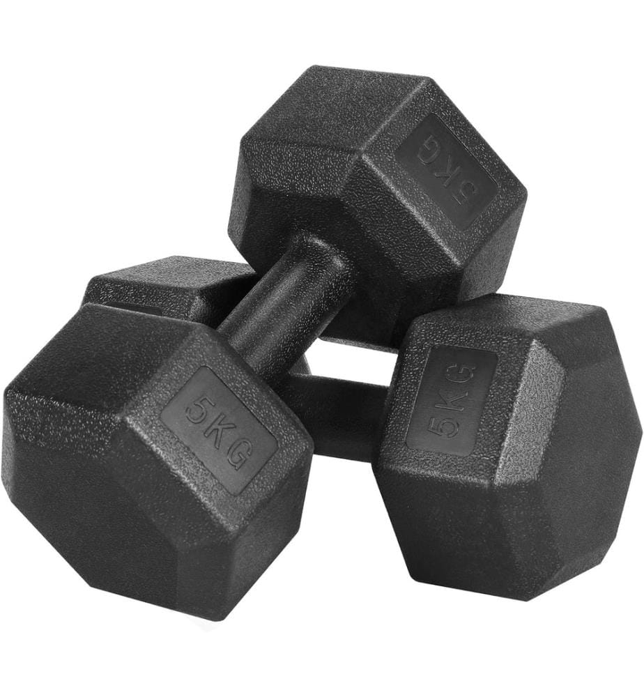 2er-Set Sechseckige Hanteln 5 kg - Schwarz