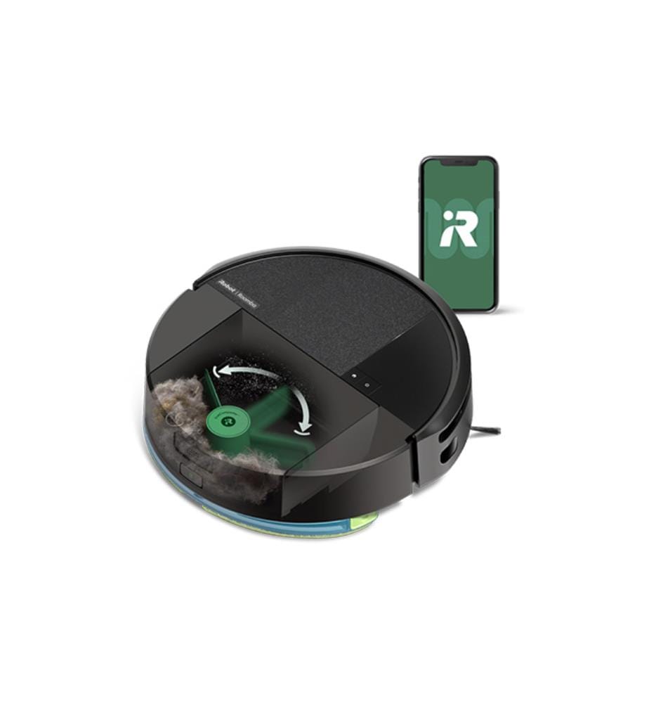 Robot aspirapolvere e lavapavimenti intelligente Roomba 205 DustCompactor™ con compattazione integrata fino a 60 giorni senza svuotamento - Nero & Grigio