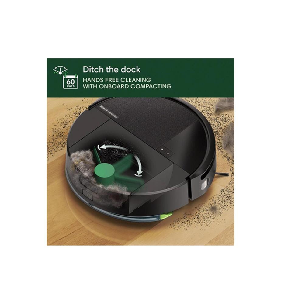 Robot aspirapolvere e lavapavimenti intelligente Roomba 205 DustCompactor™ con compattazione integrata fino a 60 giorni senza svuotamento - Nero & Grigio