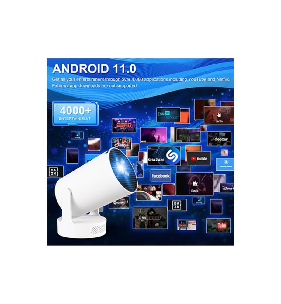 Mini-Videoprojektor Android 11 – WiFi 6 & Bluetooth – HY300 Ultra