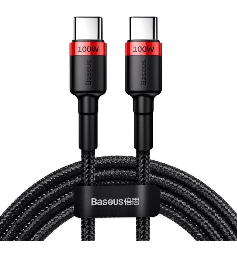 Cafule PD2.0 100W Blitzladung USB für Typ-C Kabel (20V 5A)2m Rot+Schwarz