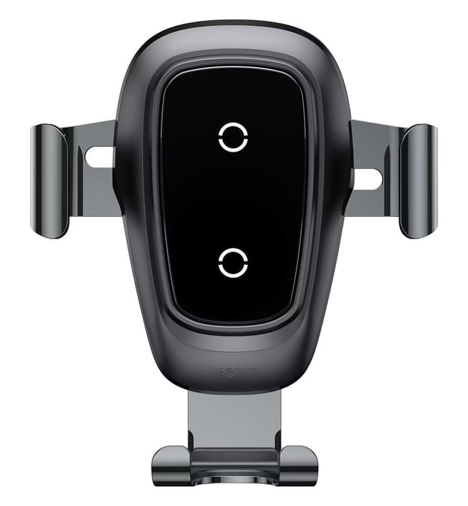 Support de voiture gravitationnel en métal avec chargeur inductif Qi (noir)