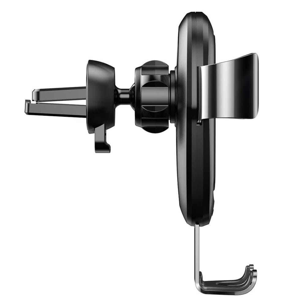 Support de voiture gravitationnel en métal avec chargeur inductif Qi (noir)