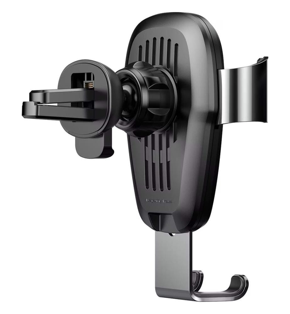 Support de voiture gravitationnel en métal avec chargeur inductif Qi (noir)