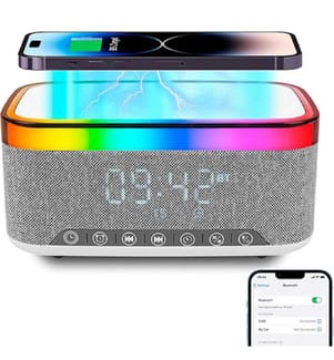 BatdTech kabelloses Ladegerät – Bluetooth-Wecker mit RGB-Beleuchtung und Induktionsladegerät