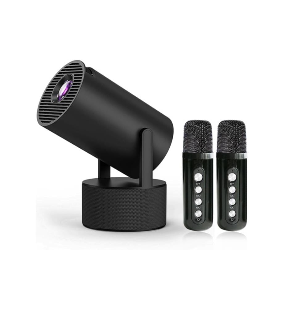 Mini 4K Projektor mit Karaoke-Mikrofonen, 180°