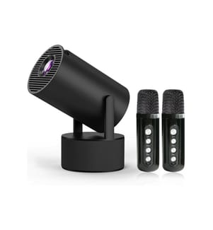 Mini 4K Projektor mit Karaoke-Mikrofonen, 180°