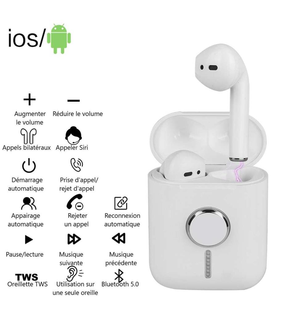 Drahtlose Bluetooth-Kopfhörer und Findget Spinner - Weiss