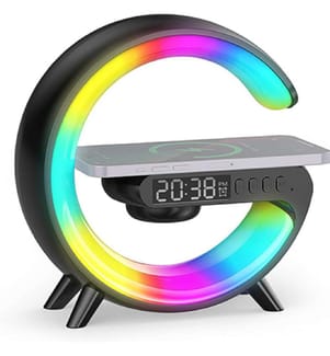 Intelligenter Ambient Light Wecker mit kabellosem Laden und Lautsprecher - Schwarz