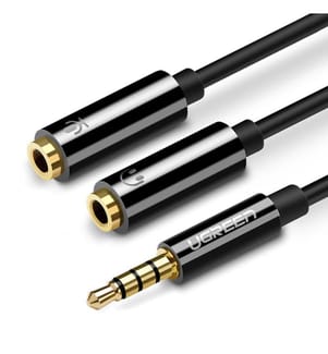 Kabel-Kopfhörer-Splitter Mini-Klinke 3,5 mm - 2 x Mini-Klinke 3,5 mm (Mikrofon + Stereo o