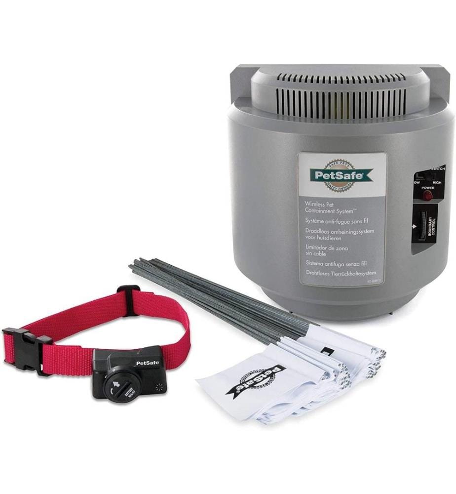 PetSafe - Tragbares, drahtloses Anti-Weglauf-System mit wasserdichtem Anti-Weglauf-Halsband mit 5 sicheren Stimulationsstufen - max. 27,5 m Sicherheitsradius, einfache Bedienung - Einzelbatteriebetrieben